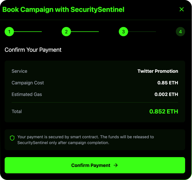 Choose Your Campaign and See the Price in ETH